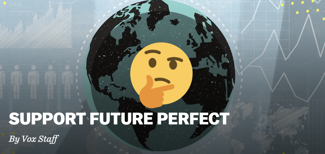 Thinking emoji overlaid over Future Perfect's website